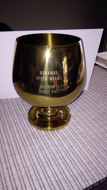 Trophy of the Month. This month it is a brass cup presented to Bruce at Bahamas Speed Week Governors Trophy Race - where Bruce finished second in the McLaren M1 sports car on 6th December 1964.